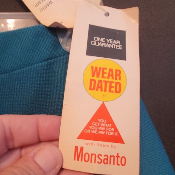 Vintage Polyester A Line Skirt Devon Original Tags Teal Size 10 Elastic is Good - Picture 4 of 7